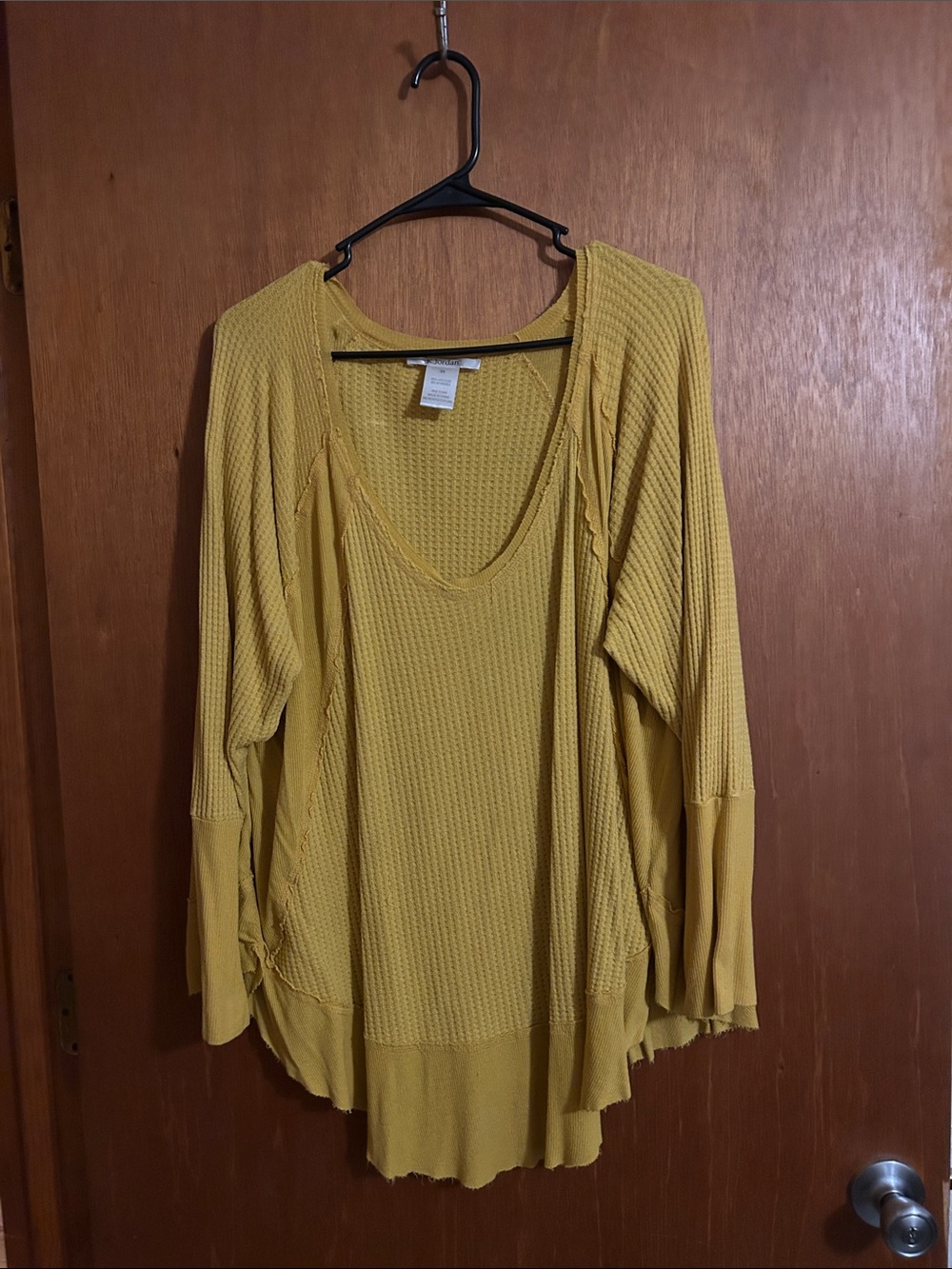 K Jordan Mustard Waffle-Knit Long Sleeve Tunic